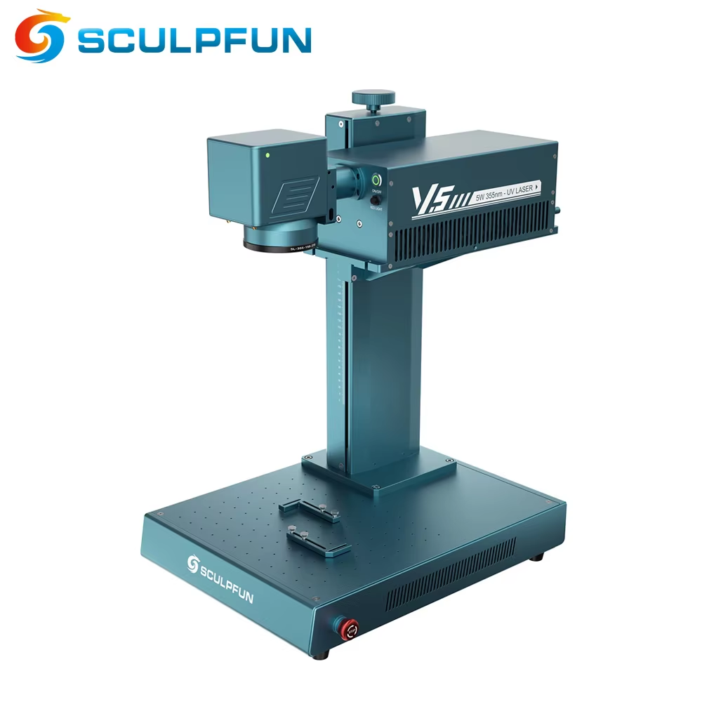 Industrial Grade Laser Engraver - SCULPFUN V5 UVレーザー彫刻機。産業用グレードで、透明アクリル、金属、あらゆる素材に対応した3Dレリーフ彫刻が可能。